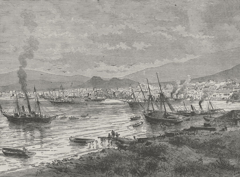 ATHENS. The Piraeus, Athens 1882 old antique vintage print picture